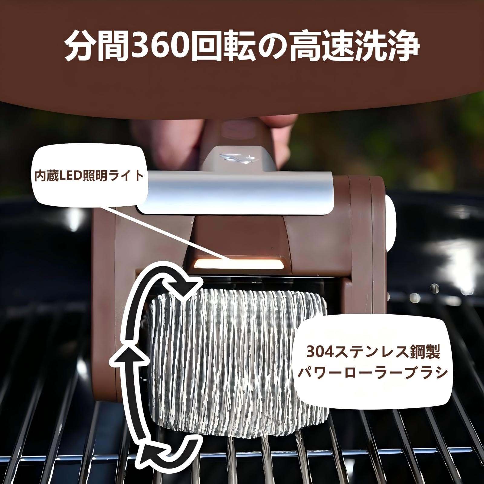 Amazon.co.jp: Qimedo 電動バーベキューブラシ ― 強力焦げ落とし、充電